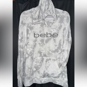 Bebe Gray and White Tie-Dye Hoodie womens 3x